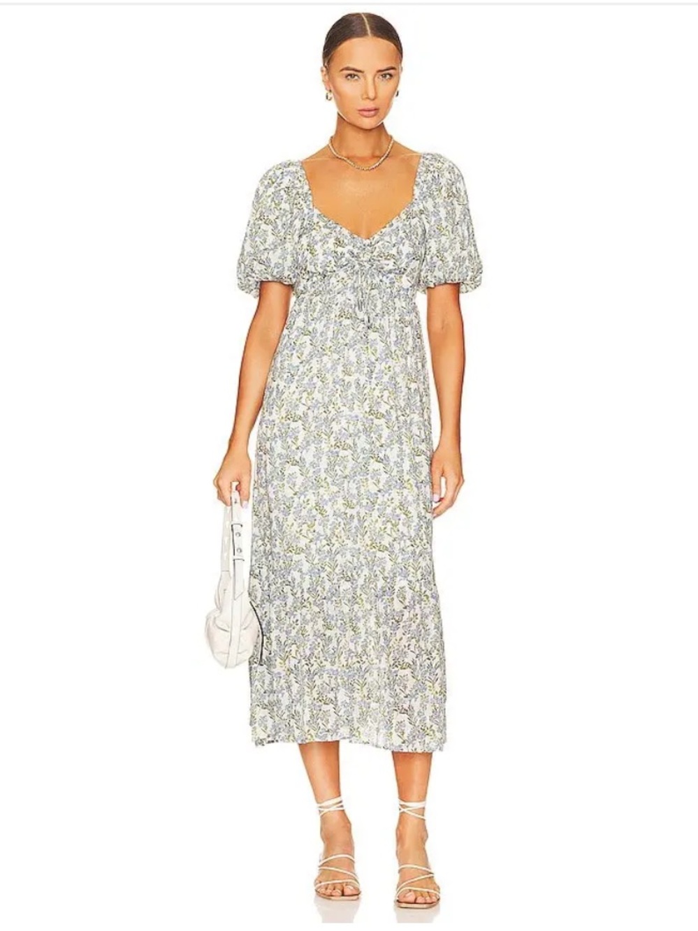 MINKPINK Juniper Midi Dress in White Blue and Green Size XL